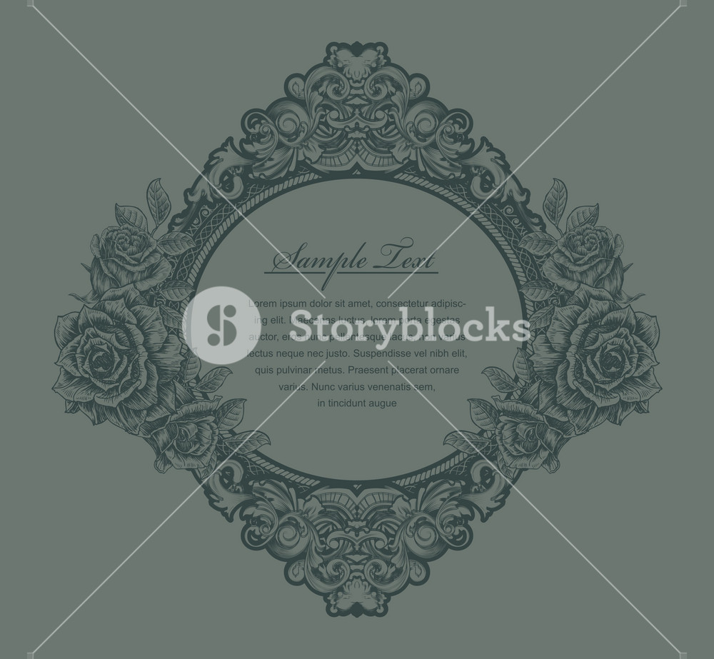 Vintage Floral Frame With Roses Vector Illustration Royalty-Free Stock ...