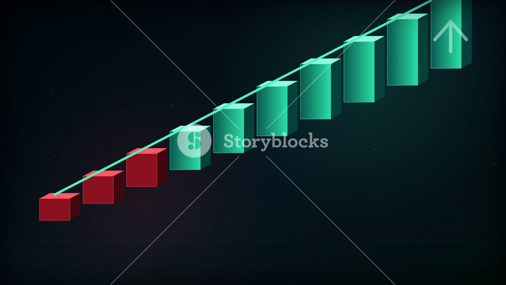 Animated bar chart illustrating a business financial recovery from loss to profit, with green bars indicating successful growth and a rising