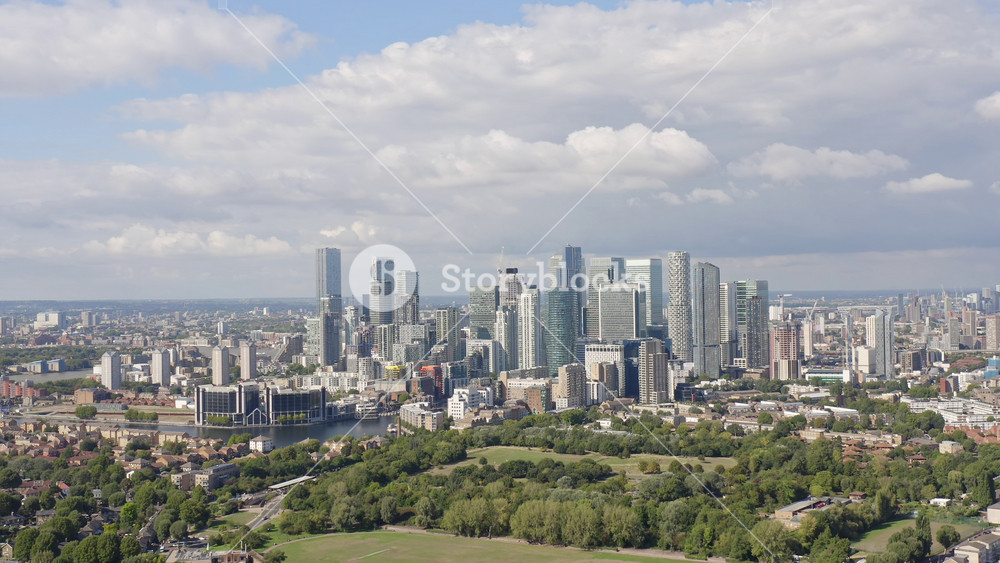 Commercial and residential buildings and skyscrapers of the London metropolis, aerial view. City and people globalization concept.