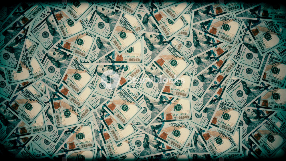 Animation of many one hundred dollar bills, overlapping,moving horizontally from left to right. Money background unfocused image sliding on screen.Concept of abundance,fortune,saving, heritage,economy