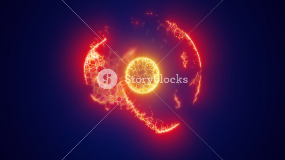 Yellow energy magic circle, sphere, ball made of futuristic waves and lines of particles of atomic energy and electricity force field. Abstract background. Video in high quality 4k, motion design