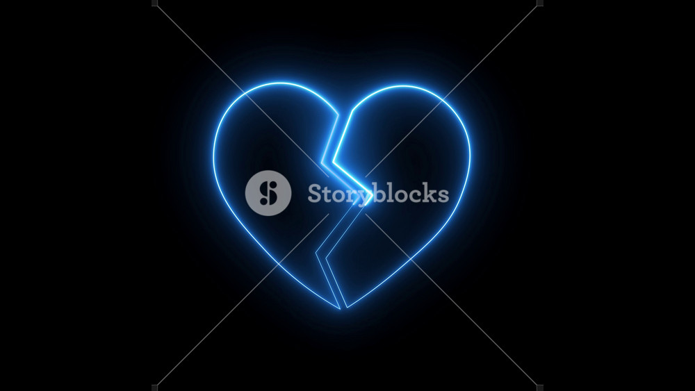 Neon Heart Broken animation of broken neon heart 4k on black background, Broken heart animation, Concept of unrequited love, broken heart neon animation Neon broken line heart divorce icon isolated