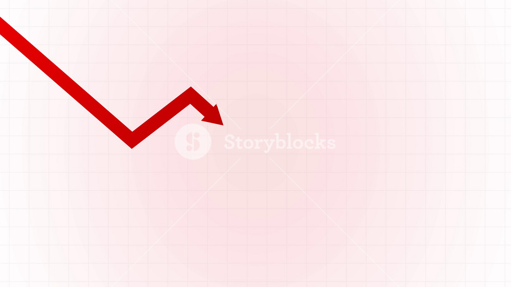 Cash with down arrow stocks graph. Concept of financial crisis. Money loss concepts. Cash down, arrow and dollar stocks graph. Business graph arrow down animation