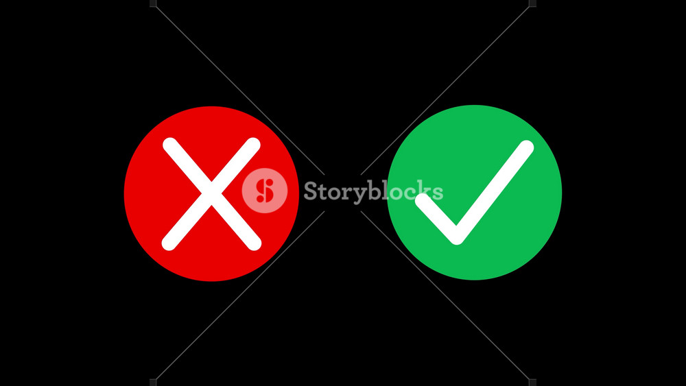Check and Cross Sign Animation on transparent background. Video footage of yes or no. Green check mark and red cross icon ideal for concept approval or rejection