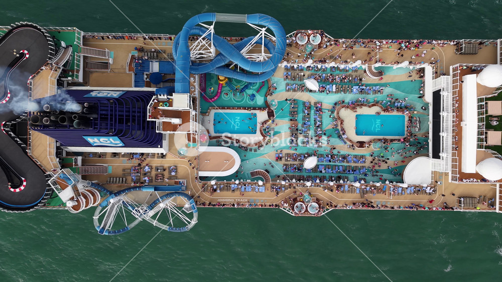 Miami, Florida, USA - March 30, 2025: Norwegian cruise ship voyage. Cruise summer vacation. Norwegian cruise line. Cruise ship tour. Ship