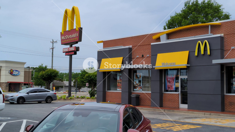 McDonald's logo. McDonald's is the world's largest chain of hamburger fast food restaurants. Quick-service restaurant chain. Greenville, SC, USA - May 15, 2026.
