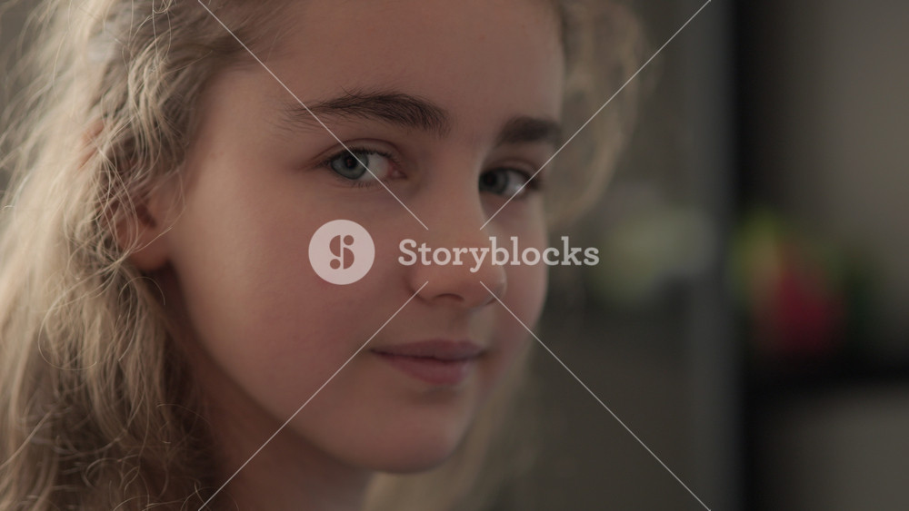 Portrait Teenage Girl Looking at Camera. Inquisitive Smiling Child Portrait. Face Funny Contemplative Child. Happy Face Funny Contemplative Teenage Girl Smile Freedom and Wellness.