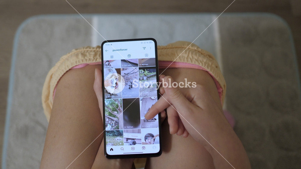 Woman Browsing Instagram Sitting On Toilet In Bathroom. Woman Looks Social Media on Mobile Phone. Girl at Home Sitting On Toilet Using Scrolling Social Network. Greenville, SC, USA - November 13, 2024