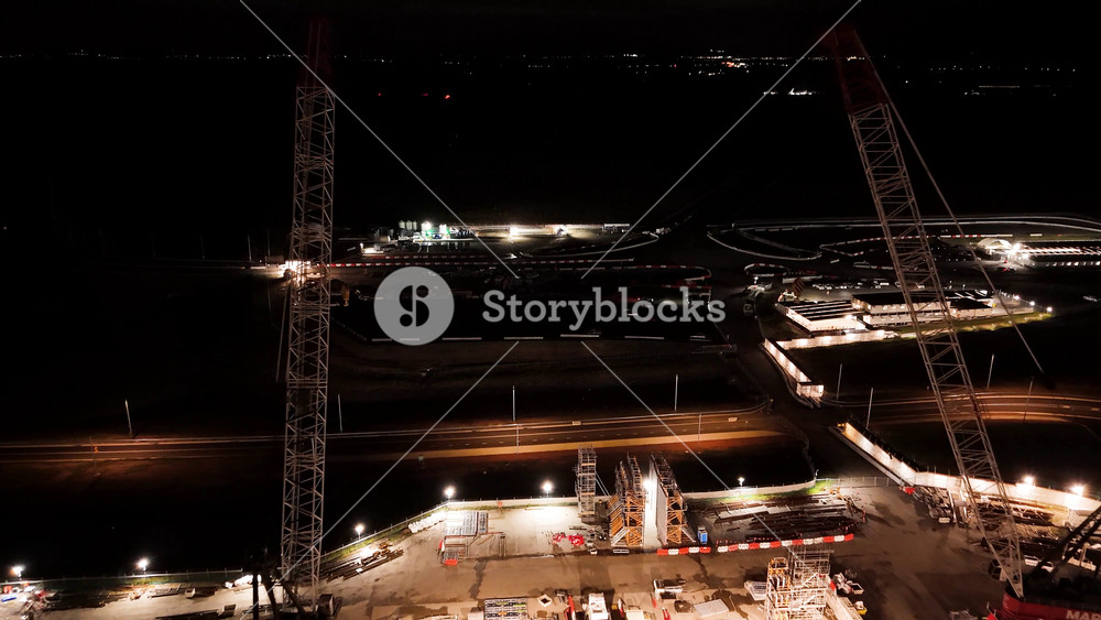 Aerial drone view of airport terminal at the new Western Sydney Airport at Badgerys Creek, NSW Australia during very early morning in March 2025