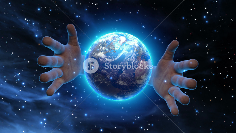 Giant Hands Of God Rising and Covering the Planet Earth | Version 2 | Science Fiction Space Fantasy | DCI Ultra HD 4K 4096x1204 | Full HD 1920x1080