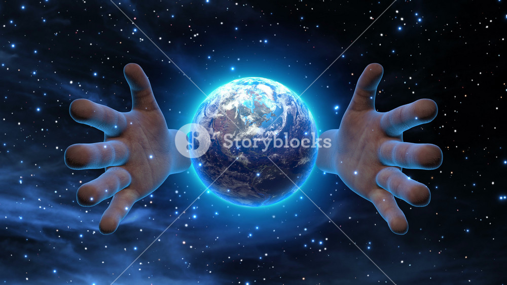Giant Hands Of God Rising and Covering the Planet Earth | Version 1 | Science Fiction Space Fantasy | DCI Ultra HD 4K 4096x1204 | Full HD 1920x1080